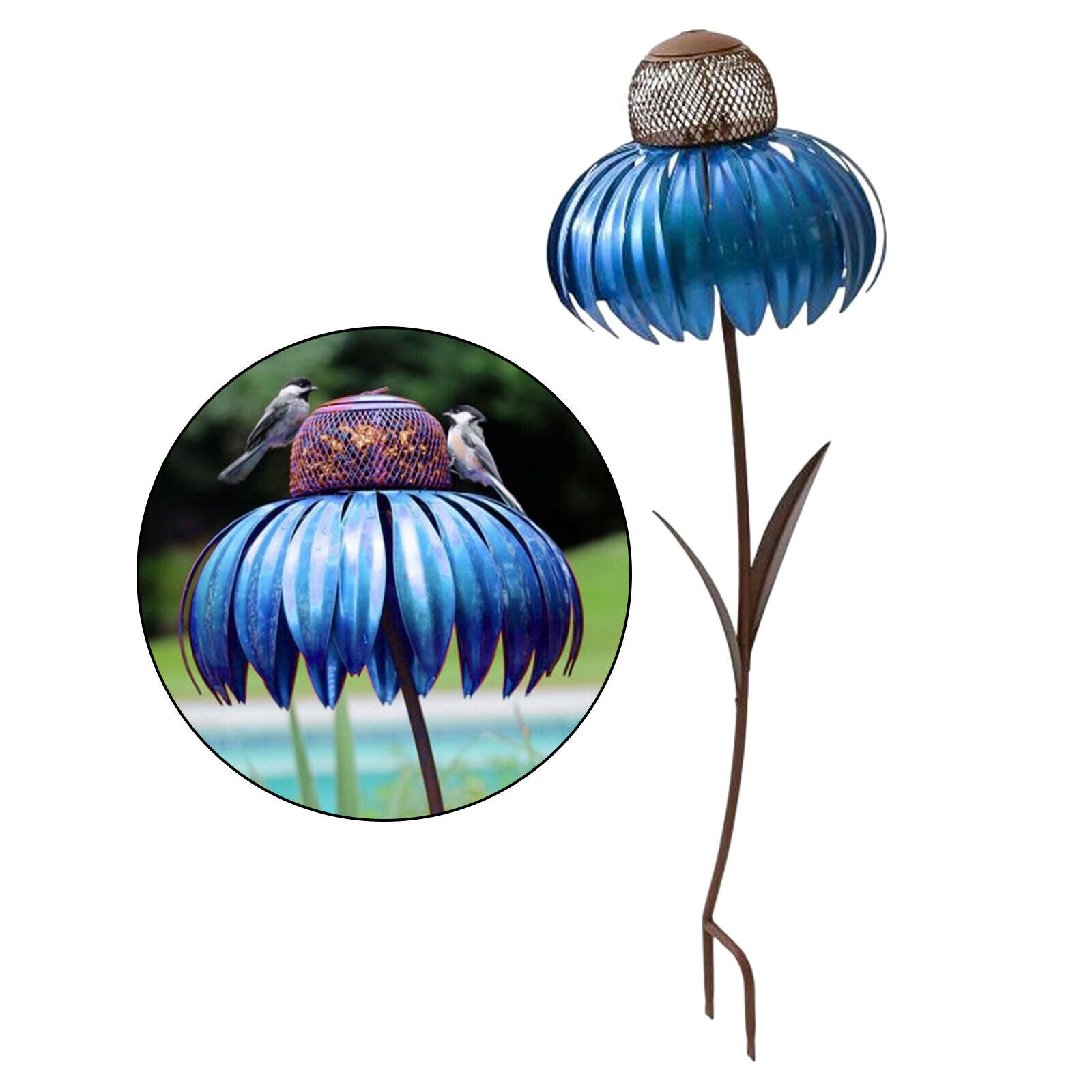 Metal Coneflower Bird Feeder Art Feeder Cage Decoration Rust Resistant