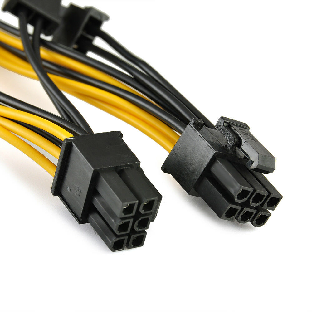 1X PCI-E 6-pin to 2x 6+2-pin (6 / 8 pin) Power Splitter Cable PCIE PCI Express