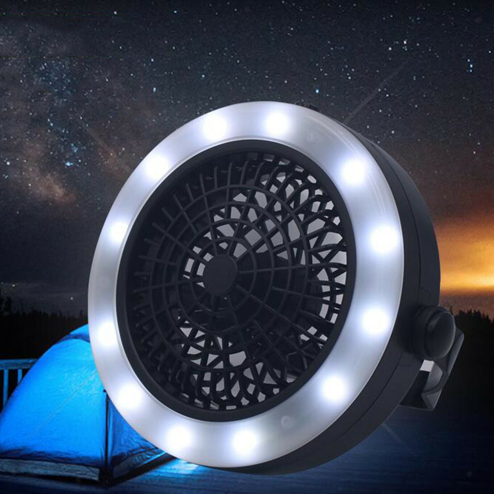 Portable Tent Fan with Light Rechargeable Camping Lantern RV LED Lights