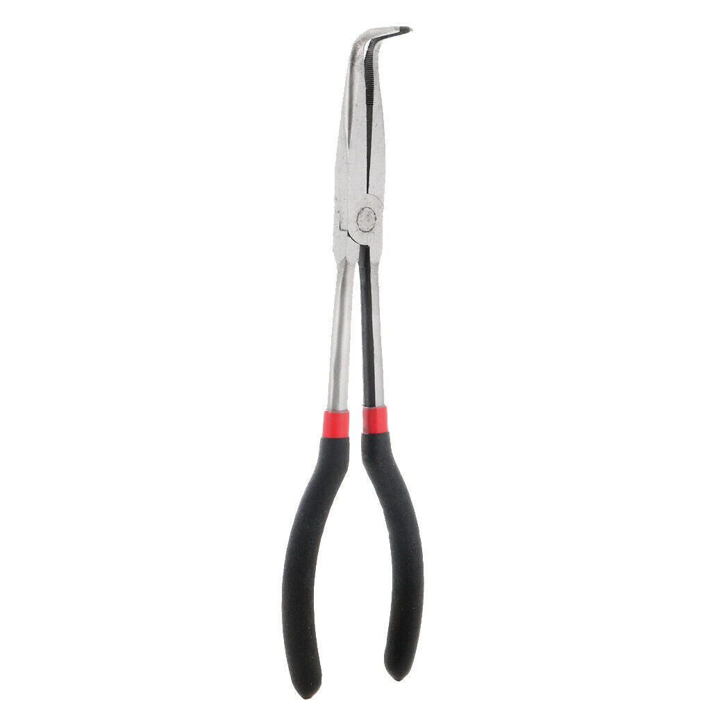 Home Hand Tools Curved Long Reach Needle Bent Nose Pliers 11 Inch 90-Degree