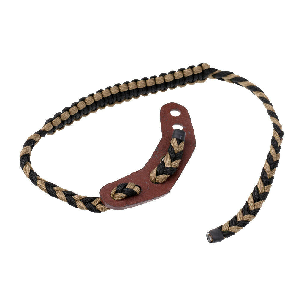 Archery Bow Wrist Sling Braided Paracord Strap w/ Leather for Compound Bow