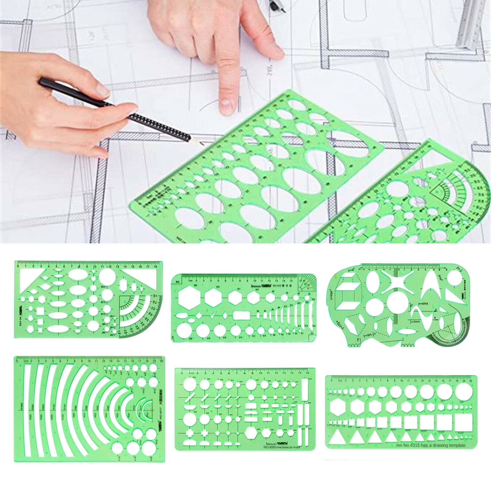 6x measuring templates building formwork stencils geometric drawing ruler set