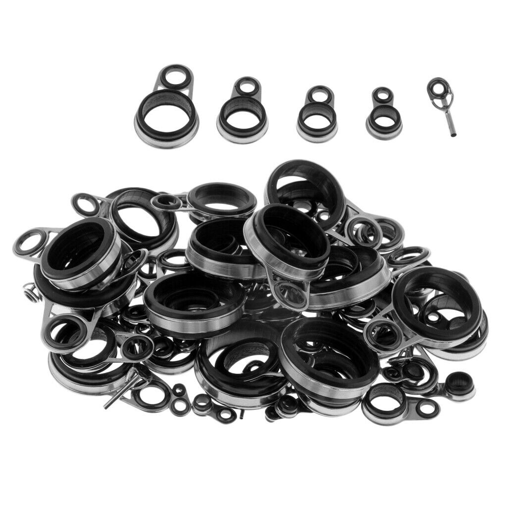 78pcs Telescopic Fishing Rod Guide Tip Repair Kit DIY Rod Eye Rings with Box