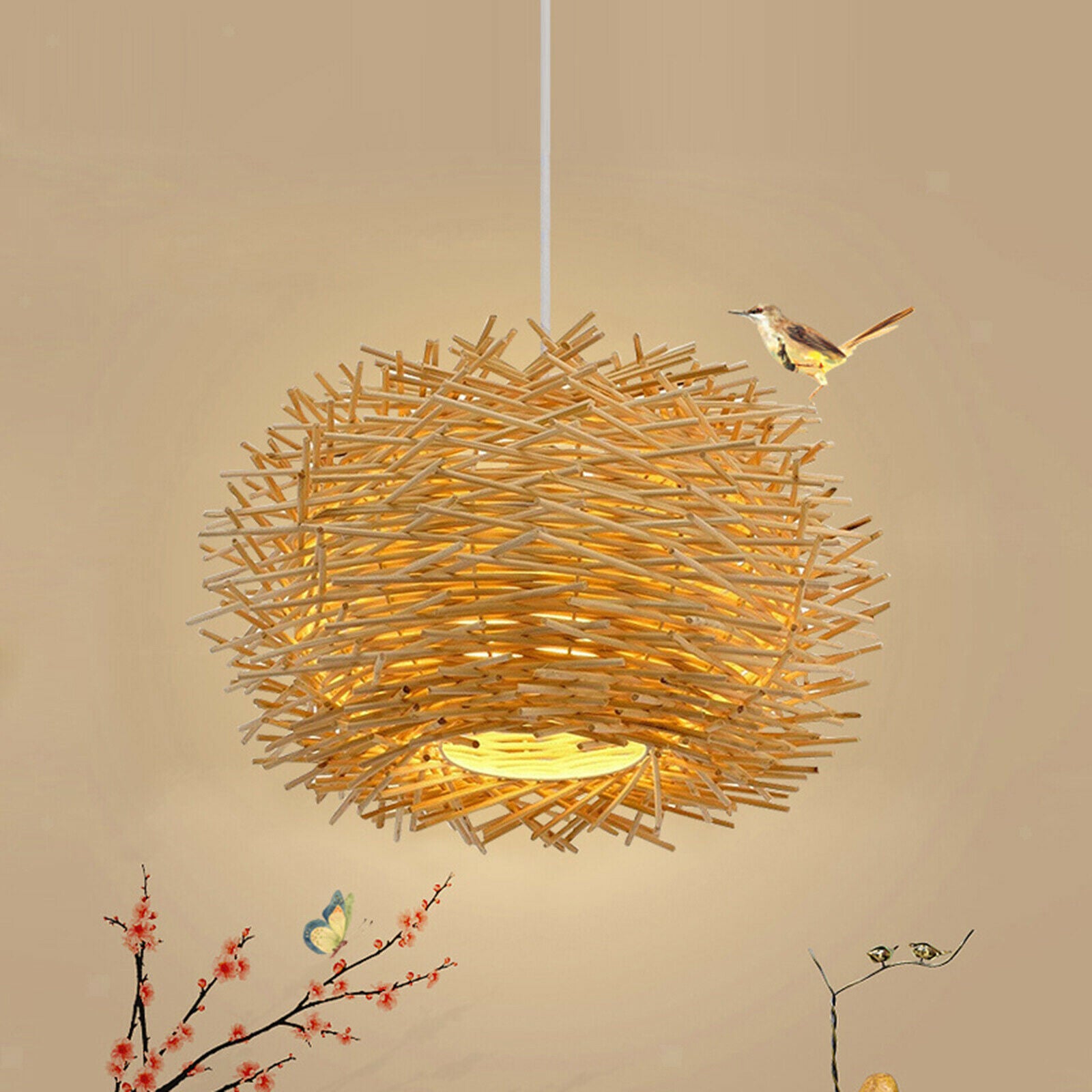 Rattan Pendant Light Shade Fixture Hanging Lamp Chandelier Lampshade Natural