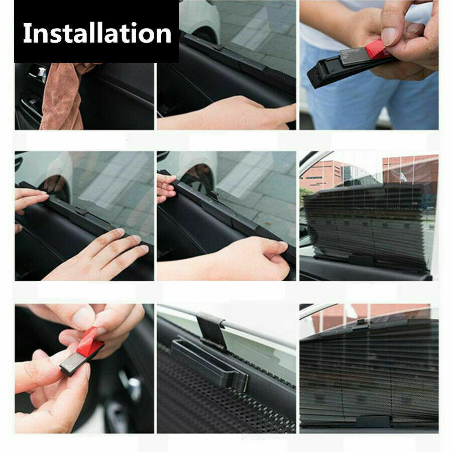 Car Folding Side Window Windshield Sun Shade Visor Valance UV Protect Black