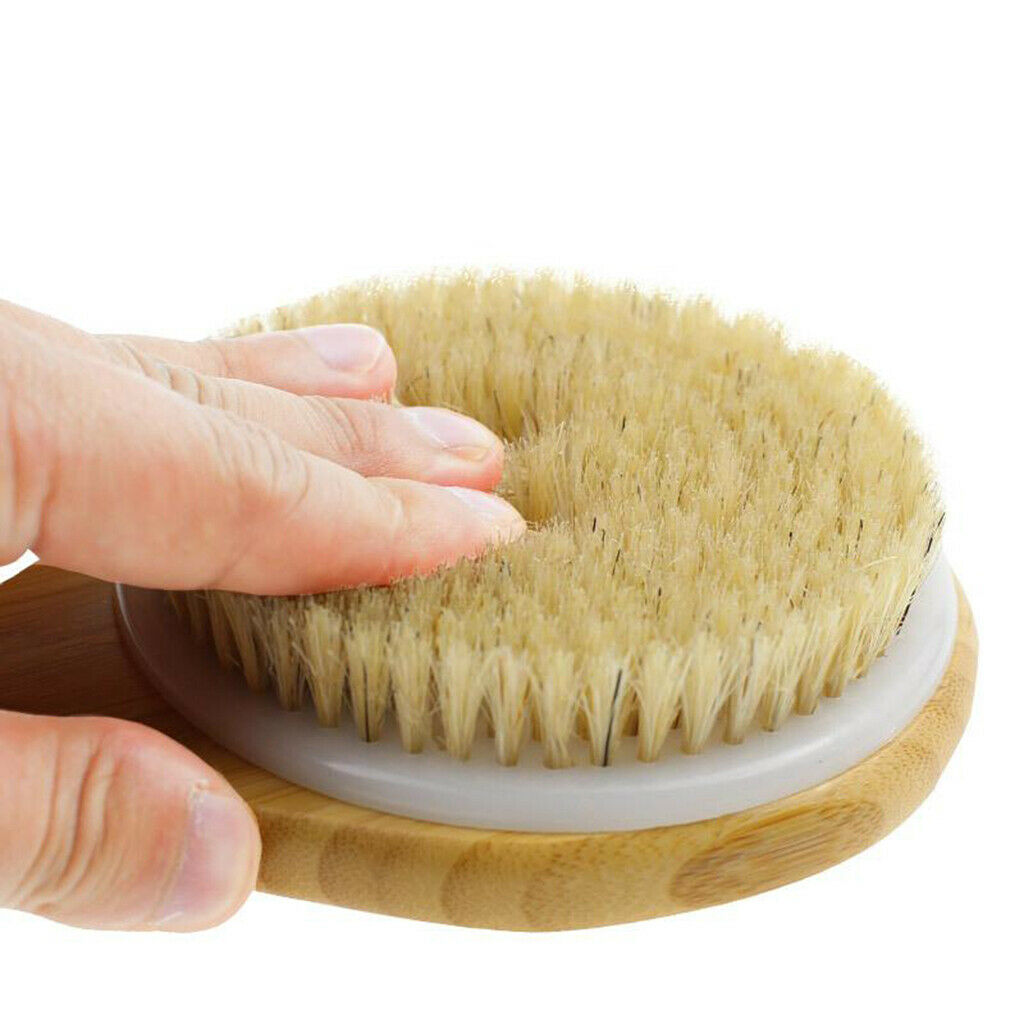 15.8inch Bamboo Long Handle Bath Exfoliating Brush Body Brush for Shower