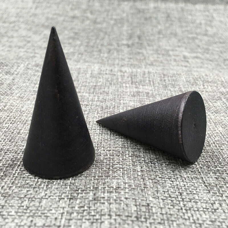 2PCS Natural Wooden Ring Holder Jewelry Display Cone Shaped Organizer Sta.l8