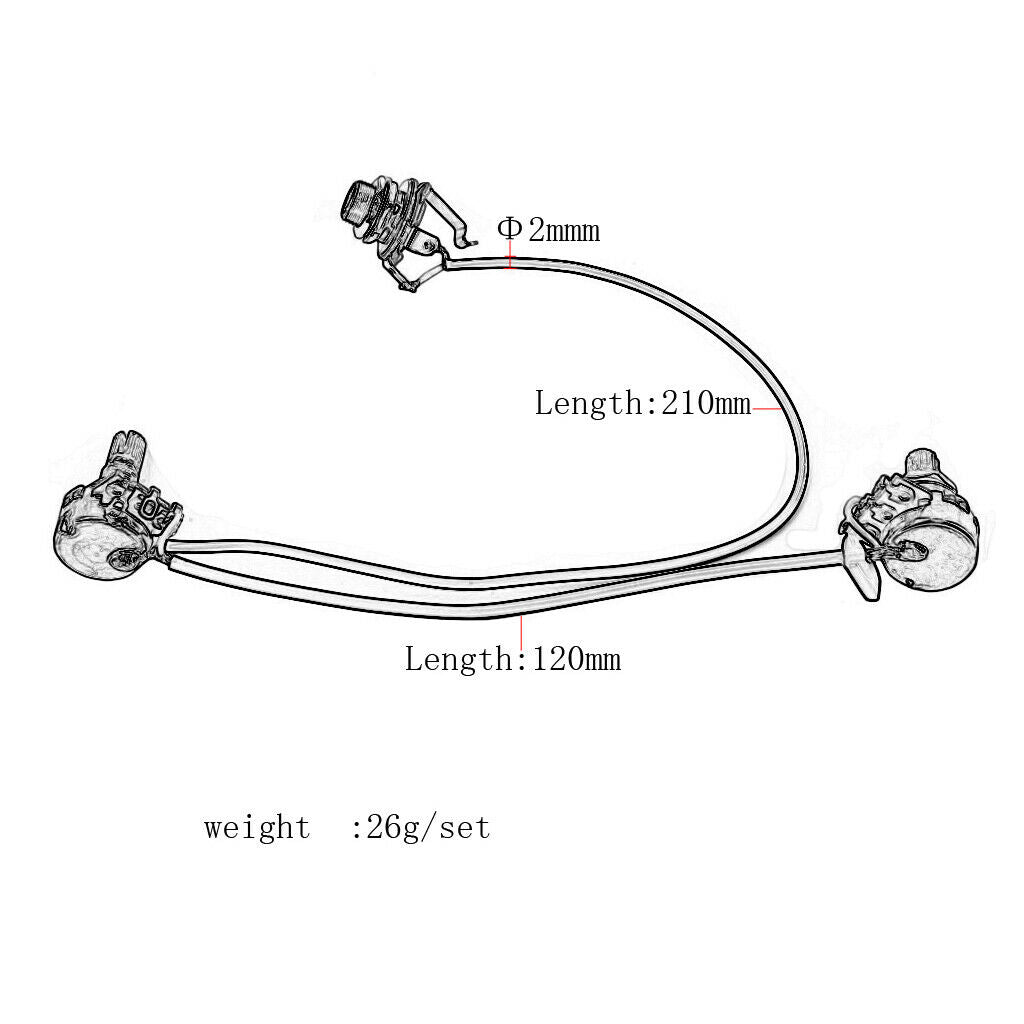 2X Single Coil Pickup Jack Harness 1T1V for 3/4 String Cigar Box Guitar Parts