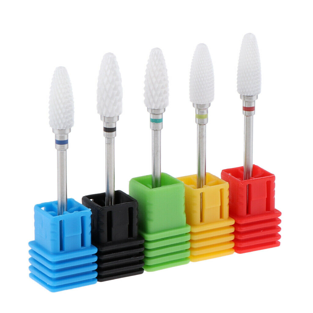 5pcs/set Ceramic Nail Art Grinding Head Drill Bits Manicure Gel Remover Tool - B