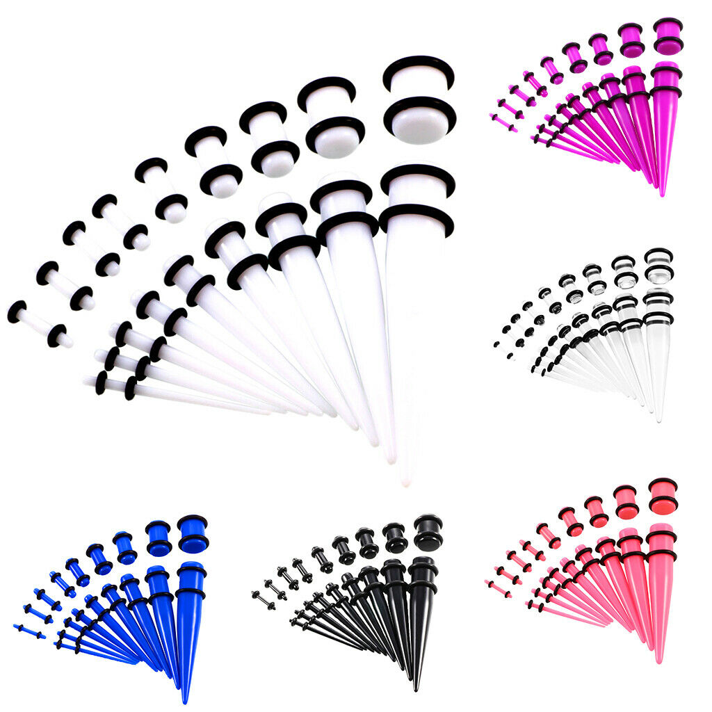 36 Pieces Ear Gauges Stretching Kit Plugs Tunnel Taper 14G-00G Expanders Kit