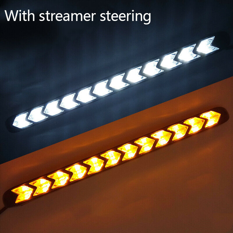 Car Daytime Lamp LED Flowing Light Strip DRL Turn Signal White&Amber Fit for BMW