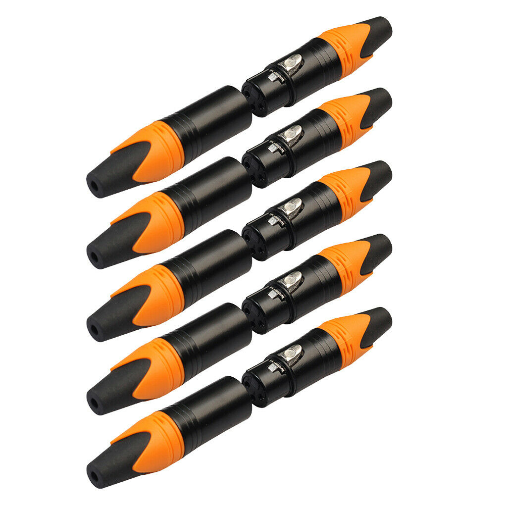 5 Pairs XLR Connector Male and Female Microphone Mic Audio Adapter Orange