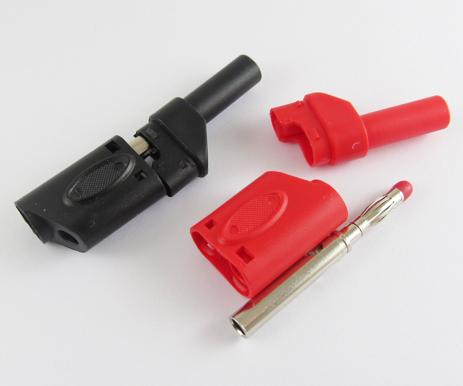 10pcs Hard Plastic Full Seal Insulated Stackable 4mm Banana Plug 54mm Red Black