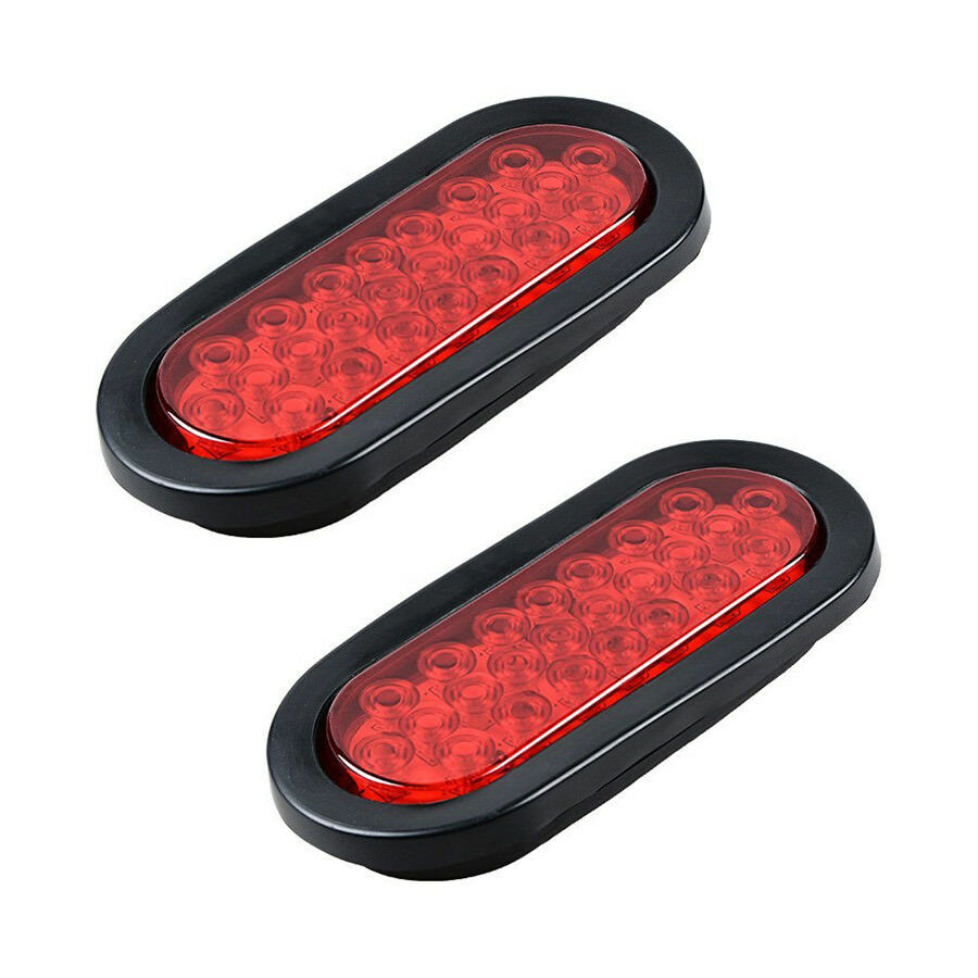 1 Pair 6" Truck Trailer Brake Light Turn Signal Sealed Marker LED Light Red Lens