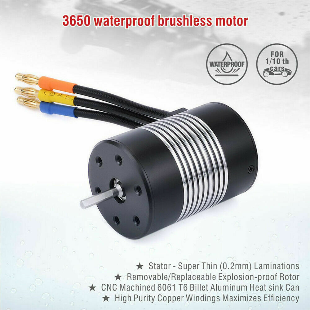 3650 Waterproof Sensorless Brushless Motor 5900KV 80A ESC for 1/10 Tamiya RC Car