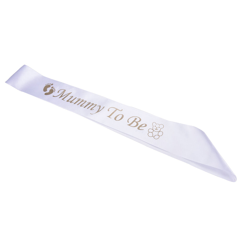 Footprint Bear Mummy To Be Satin Ribbon Sash New Mom Baby Shower Party J .l8
