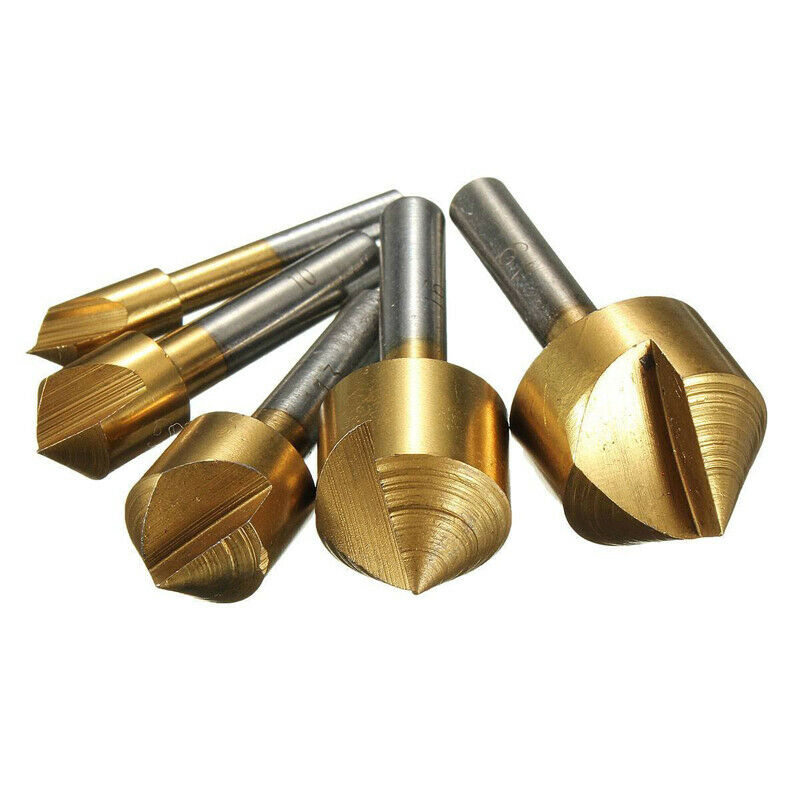 5 tlg HSS Countersink Counterbore Countersinks Set Wood Metal 6-19mm 90 DegreeQ3