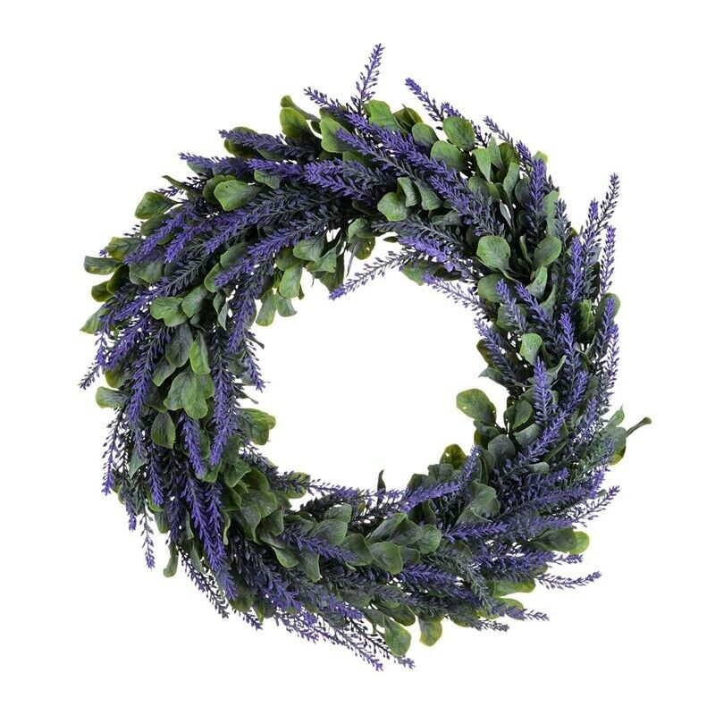 Artificial Wreath, Door Wreath 17 Inch Lavender Sp Wreath Round Wreath for TheY9