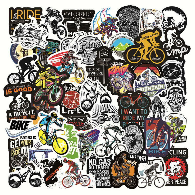 50pcs Mountain Bike Stickers Waterproof DIY Skateboard Laptop MotorcycleW Ac Ad