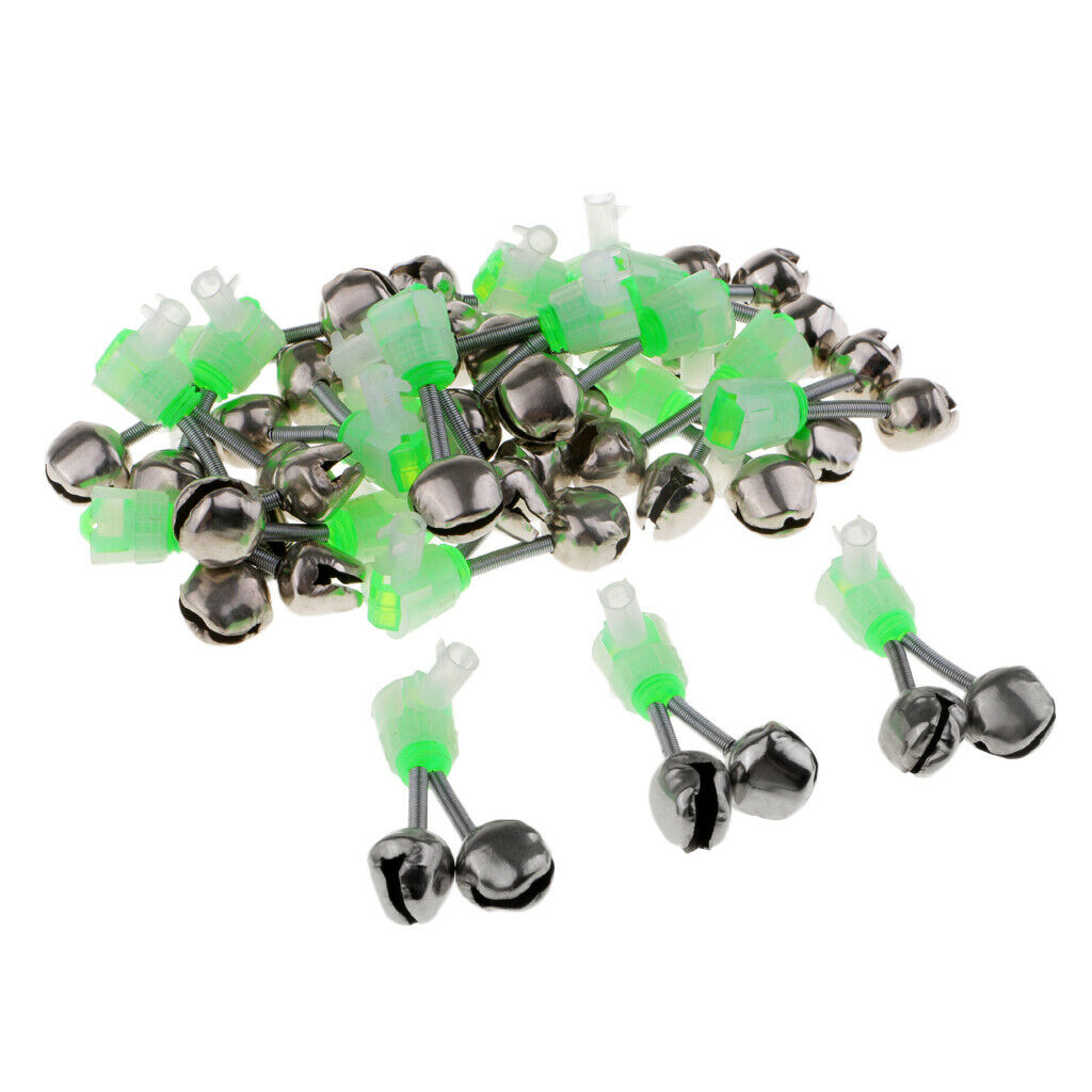 20x Fishing Rod Alarm Bells Twin Bells Ring Rod Tip Alarms Night Sea Fishing