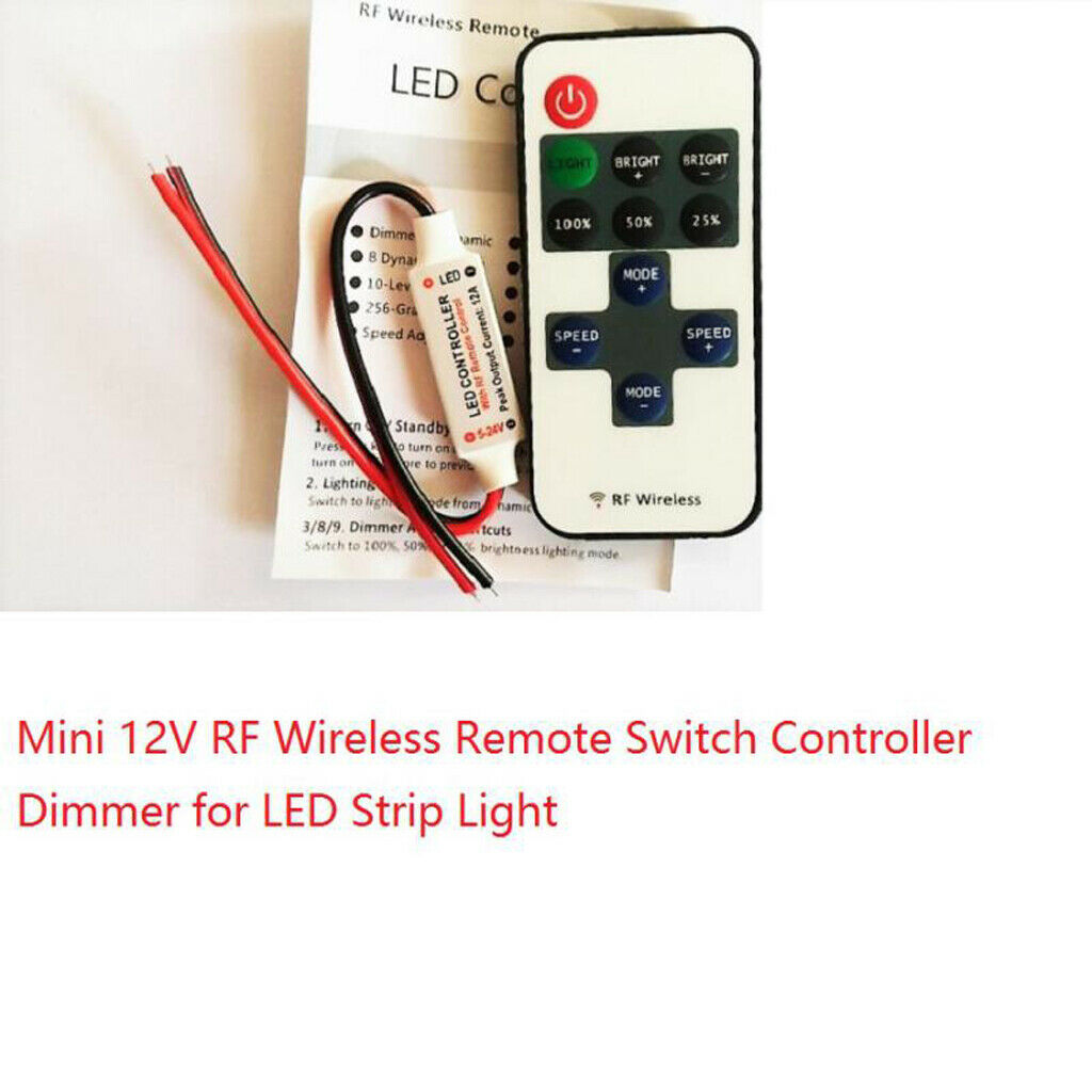 10-Key Mini Wireless Remote Controller Dimmer for LED Strip Light 12V New