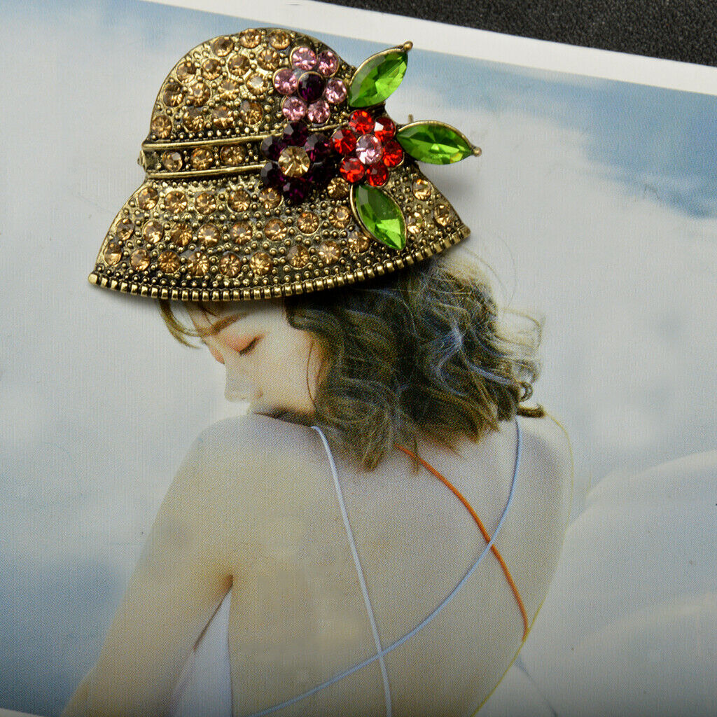 2 Pieces. Women's Fashion Brooch Hat-shaped With Red Crystal Embellishment