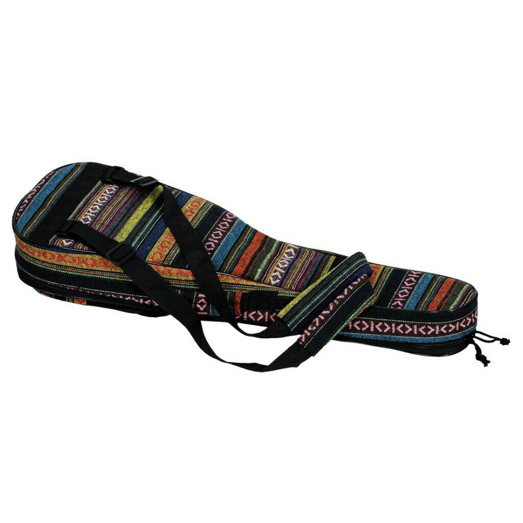 Folk Stripe Style Padded Case for Ukulele Guitar Back Strap