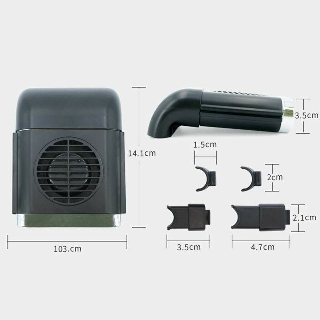 Car Back Silent Cooling Fan 3 Speeds ABS 5W 1A for SUV Car Vehicles Black