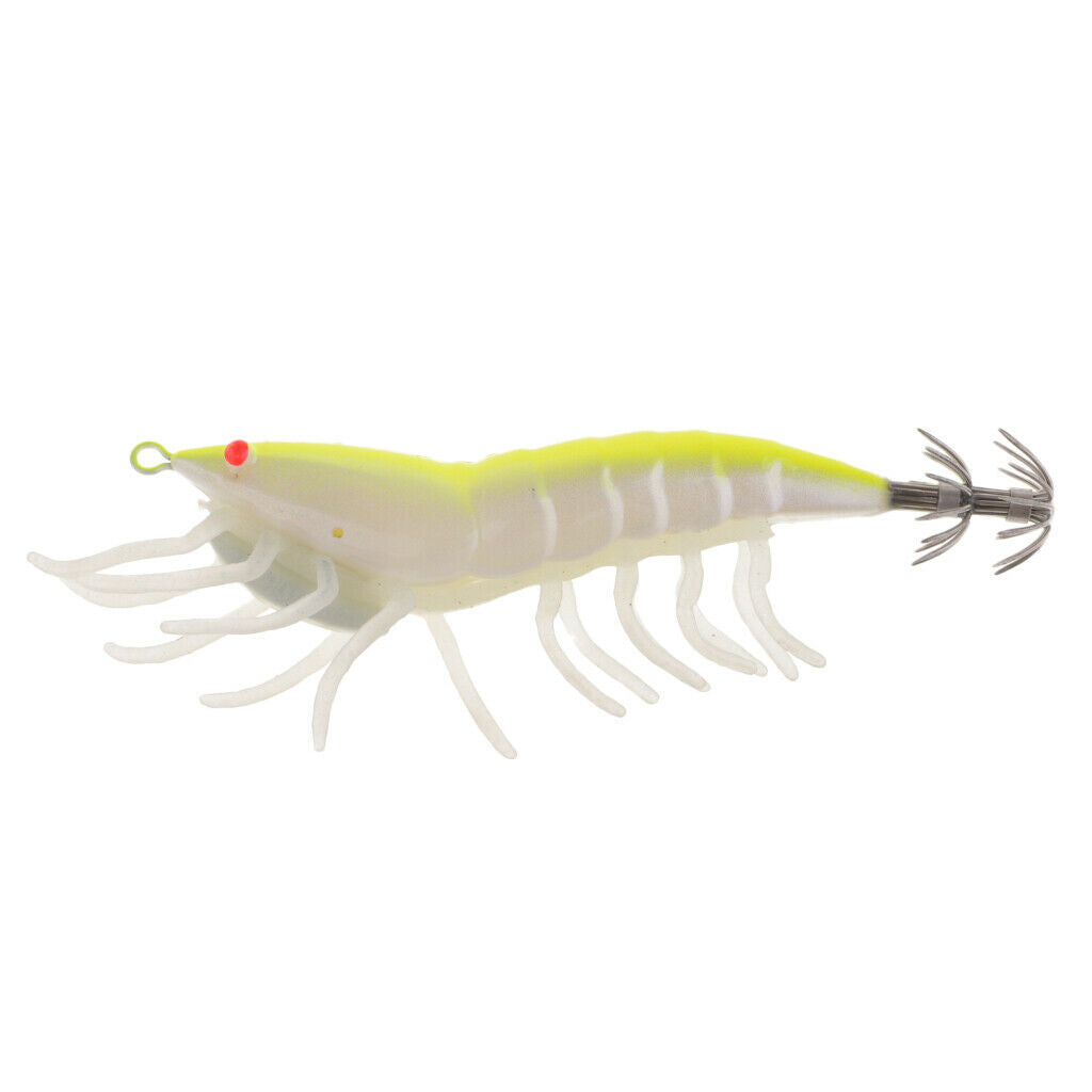 Squid Jig Hard Fishing Lures Shrimps Prawn Luminous Tail Glow in Dark Artificial