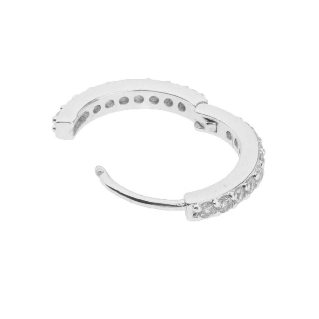 2x Fashion Women's Round Huggie Hoop Earrings CZ Lobes Cuff Ear Studs 10mm