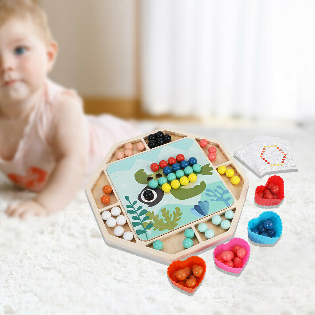 Wood Beads Game Board Early Children Preschool Toddler Toys Matching Game