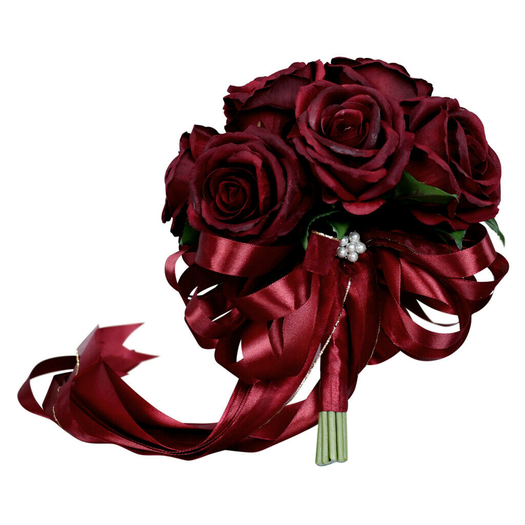 Romantic Silk Bridal Rose Wedding Bouquet Bride / Bridesmaid Hand