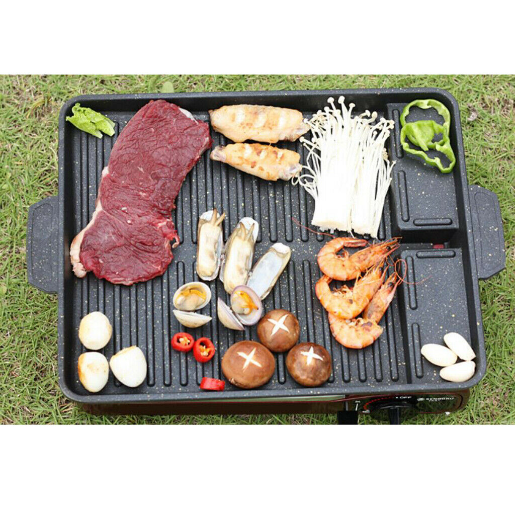 Heavy Duty BBQ Grill Pan Frying Non-Stick with Handle Picnic Accessory Black