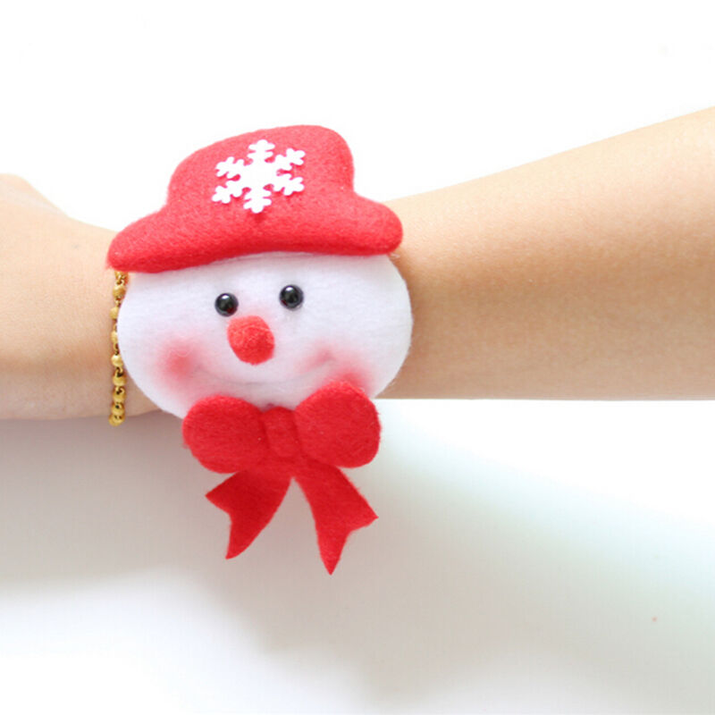 1pc New Christmas Santa Claus Snowman Dog Bear Plush Slap Bracelet Gift S.DD