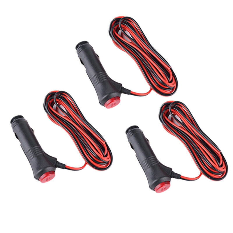 3pcs 1.5m 12V 24V Car Cigarette Lighter Power Supply Cord Connector +Switch