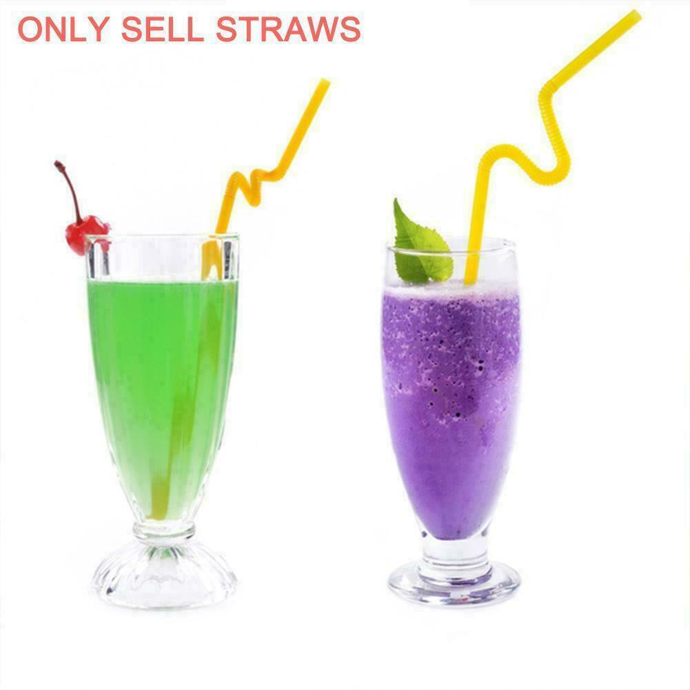 100Pcs Disposable Straws Flexible Plastic Drinking Straws NICE Fluorescent