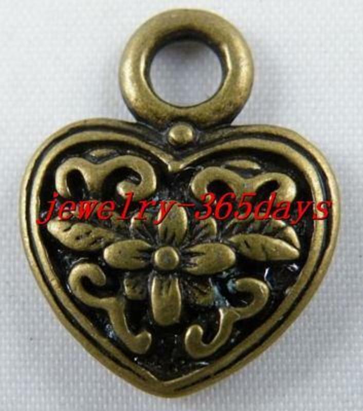 15pcs Bronze Color Double Heart Pendants 23x19mm 473