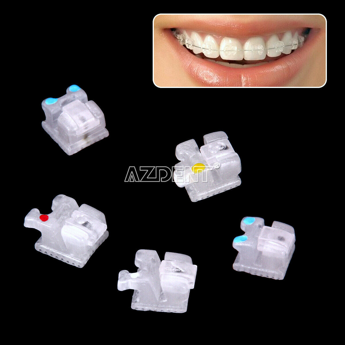 2 Kit Dental Orthodontic Ceramic Self-Ligating Brackets Braces MBT 022 Hooks 345