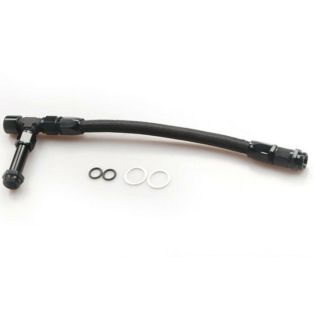 Car Thread Nylon Braided Hose Oil Cooling Double Joint Set Accessories Black