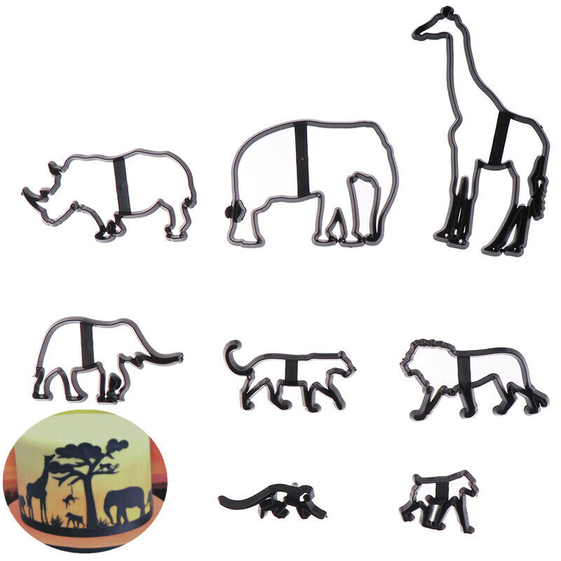 8Pcs Animal Cookie Cutter Plastic Elephant Lion Giraffe Leopard Fondant C.l8