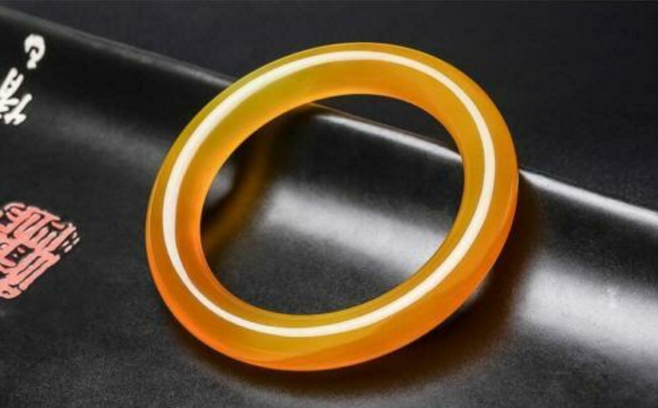 Fashion 100% Natural Round Yellow Agate Chalcedony Bangle Bracelet 58-60mm