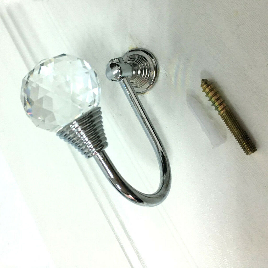 2Pcs Zinc Alloy Crystal Curtain Hold Back Tie Back Wall Hook Diamante Holder