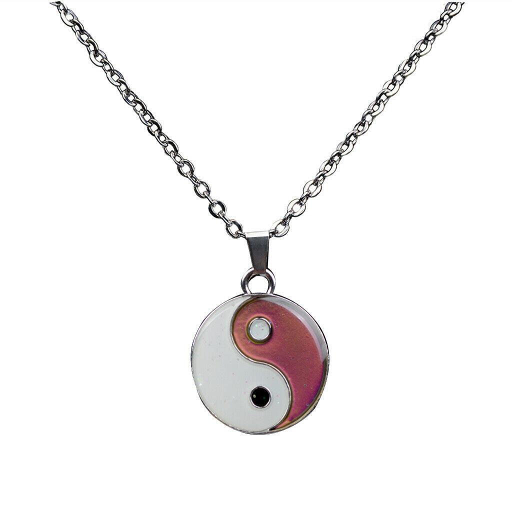 Yin Yang Gossip Colour Changing Mood Necklace Choker Chain Jewelry for Mens