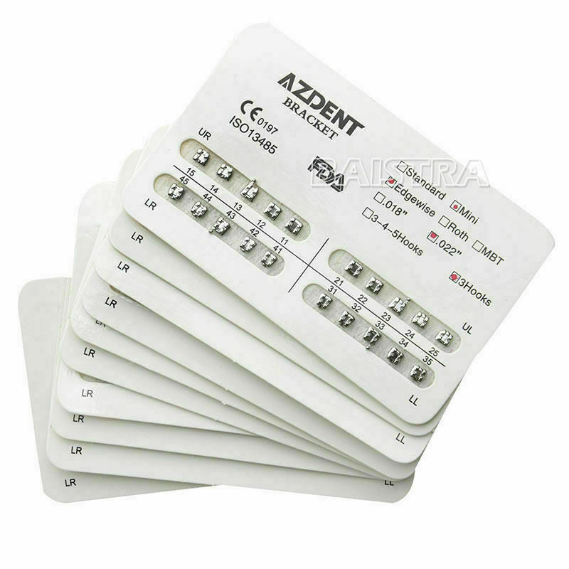 200packs Orthodontic Brackets Braces Dental Edgewise Slot.022 Hooks 3 AZDENT