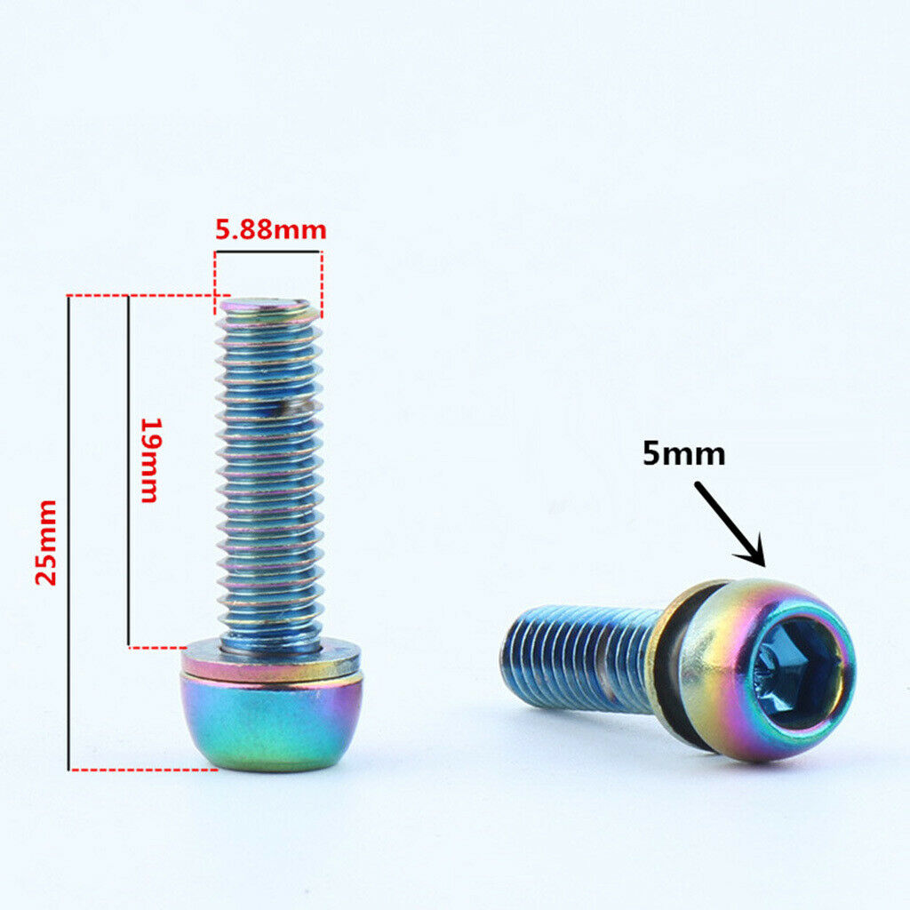 6 Pieces Bicycle Stem Bolts Ultralight Road Mountain Bike Screw 25x5.88mm
