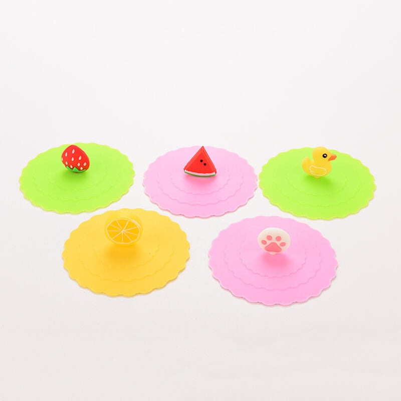 5x Anti-dust Cup Cover Coffee Mug Suction Seal Lid Silicone Airtight Novelty、HDD