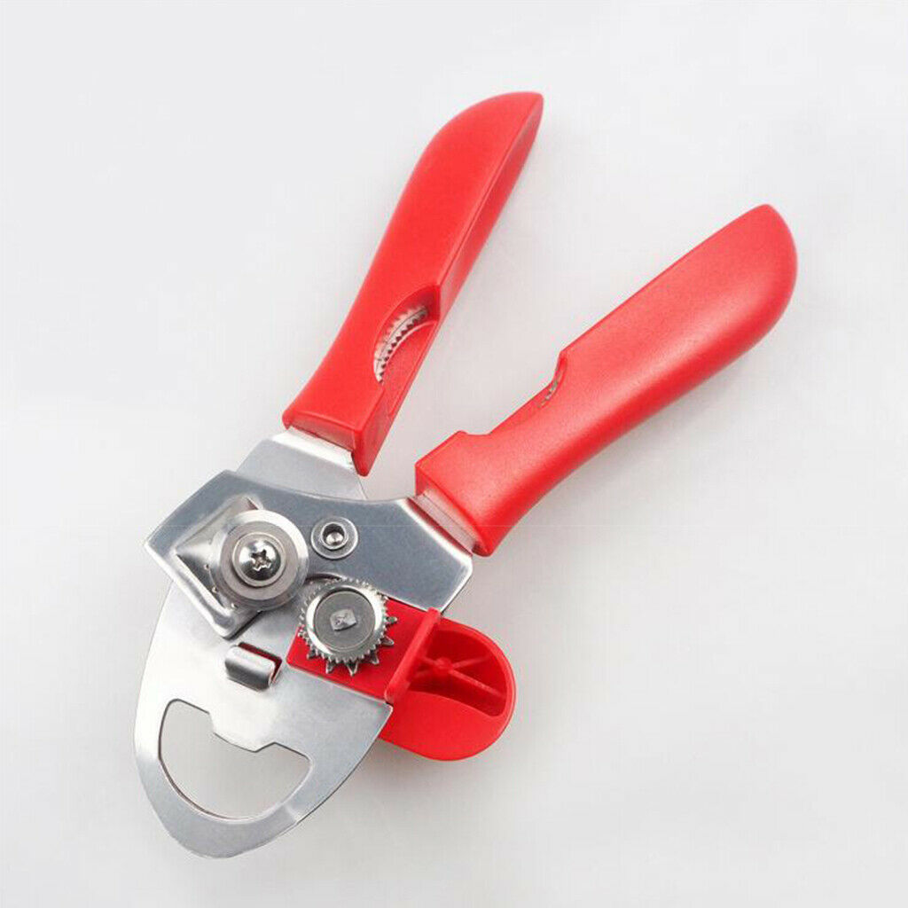 Manual Opener Bottle Openers Professional Handheld for Cans Smooth Edge red