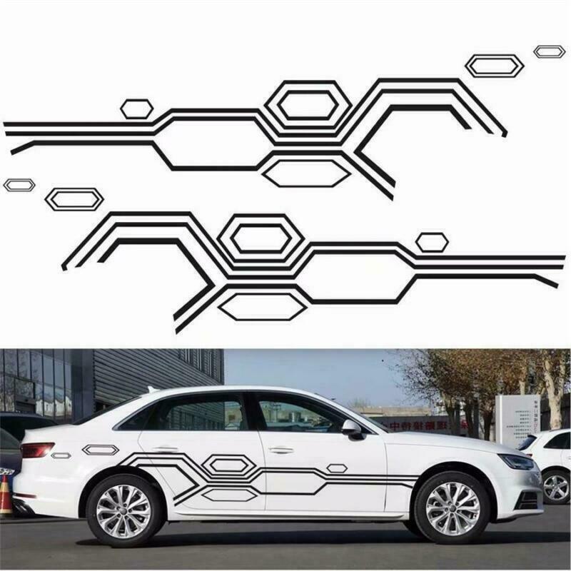 2x Car Body Stickers Large Size Stripes Plaid Decals Graphics 102"Ã—28" Universal
