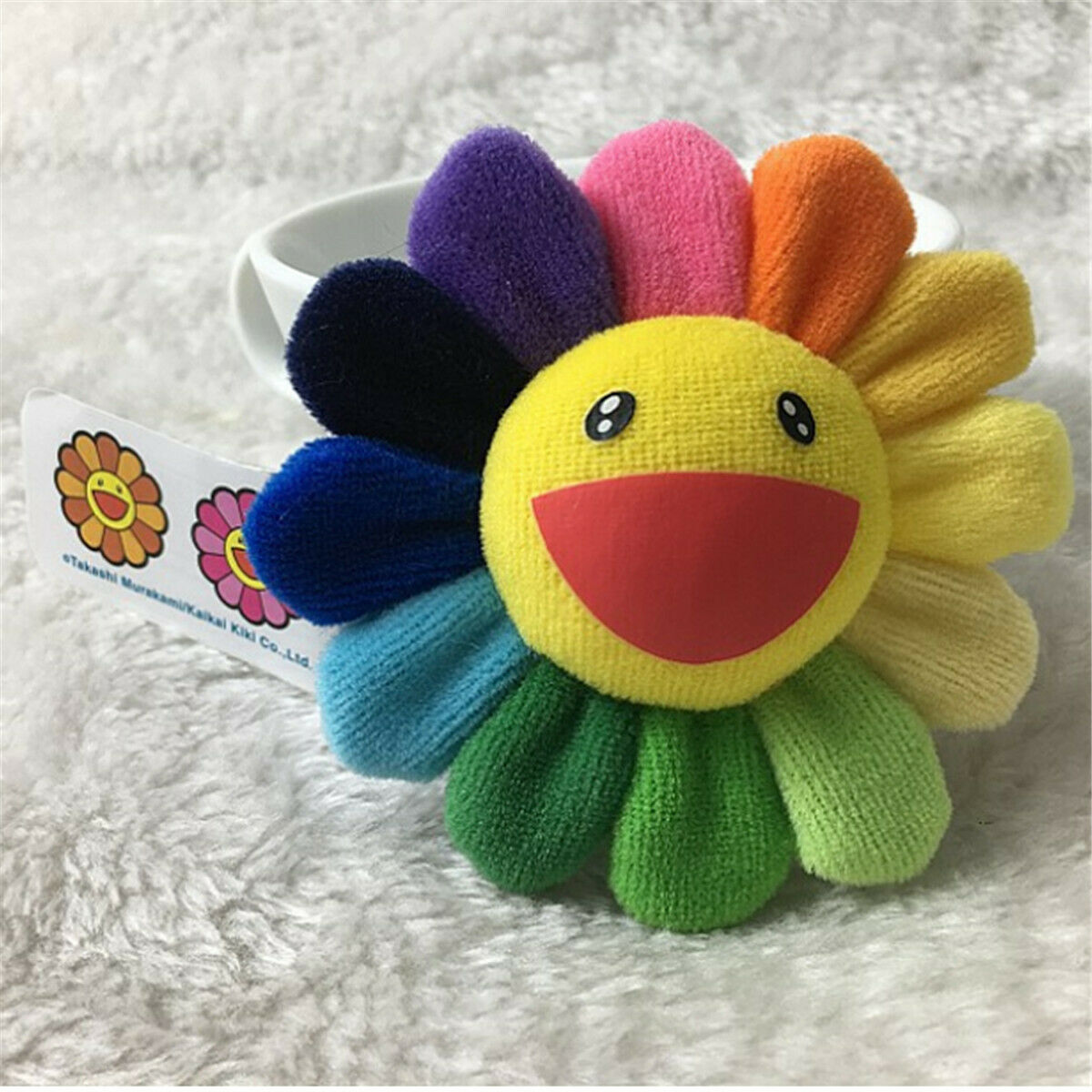 Takashi Murakami Kiki Kaikai Flower Brooch Rainbow Pin Badge Strap Plush Pendant