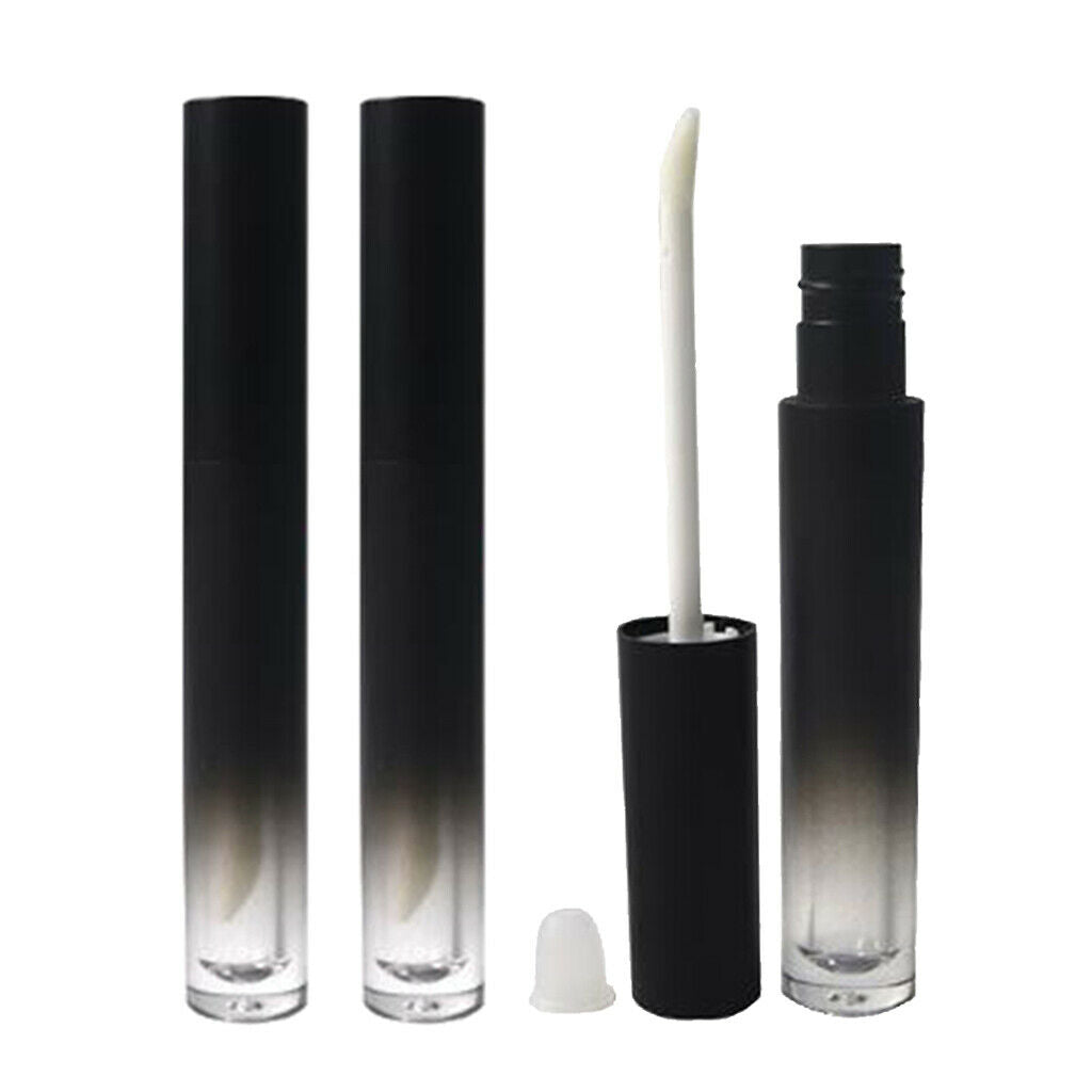 3x 4.5ml Black Empty Makeup Lip Gloss Tubes Cylinder Lip Stain Lip Tint Bottles